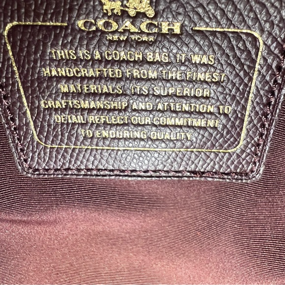 Coach Burgundy Floral Print Leather Tote with Multi-Color Blooms - Picture 5 of 6